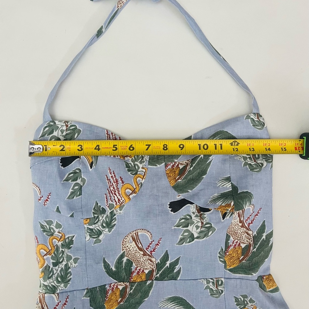 NWT Reformation Jana in Yucatan Toucan Snake Linen Tie Back Midi Dress 12 $218 - Picture 6 of 12